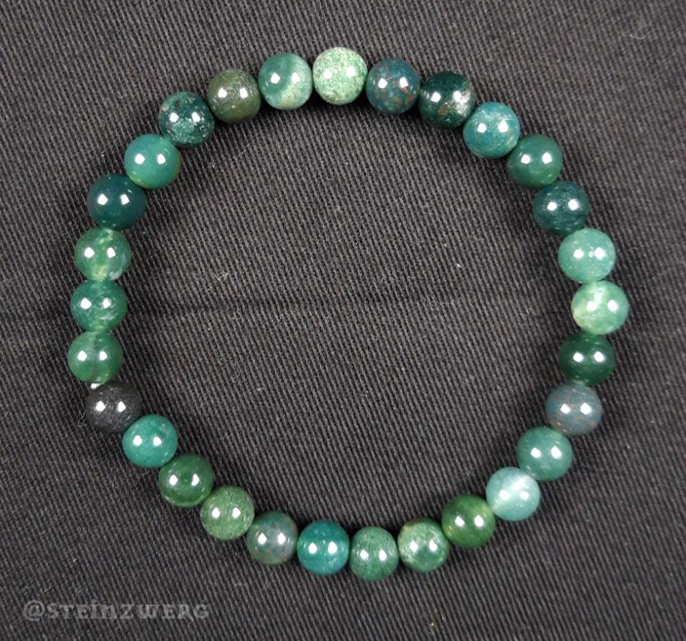 Moosachat Kugelarmband 6mm